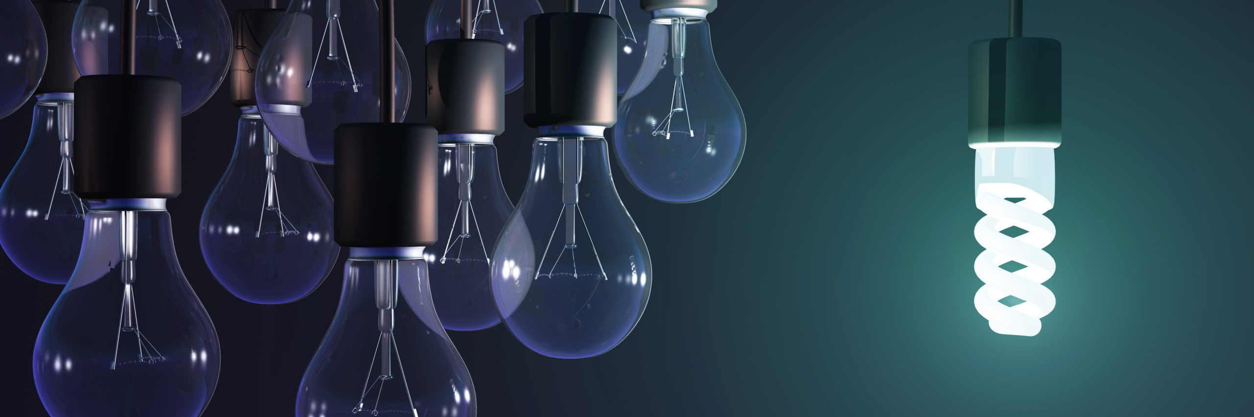 energy-saving lamp among the gray bulb - Illustration