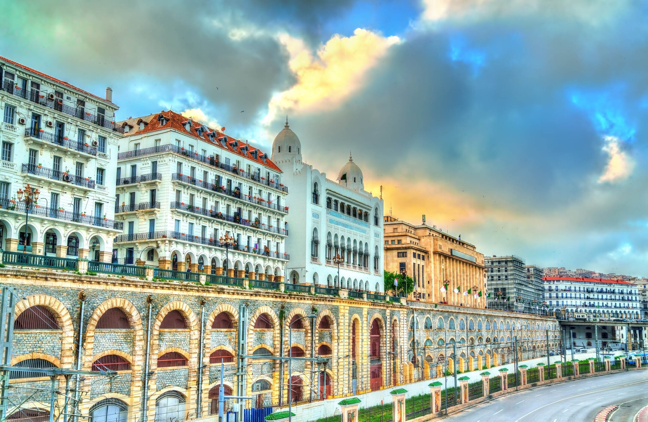 Seaside boulevard in Algiers, the capital of Algeria. North Africa