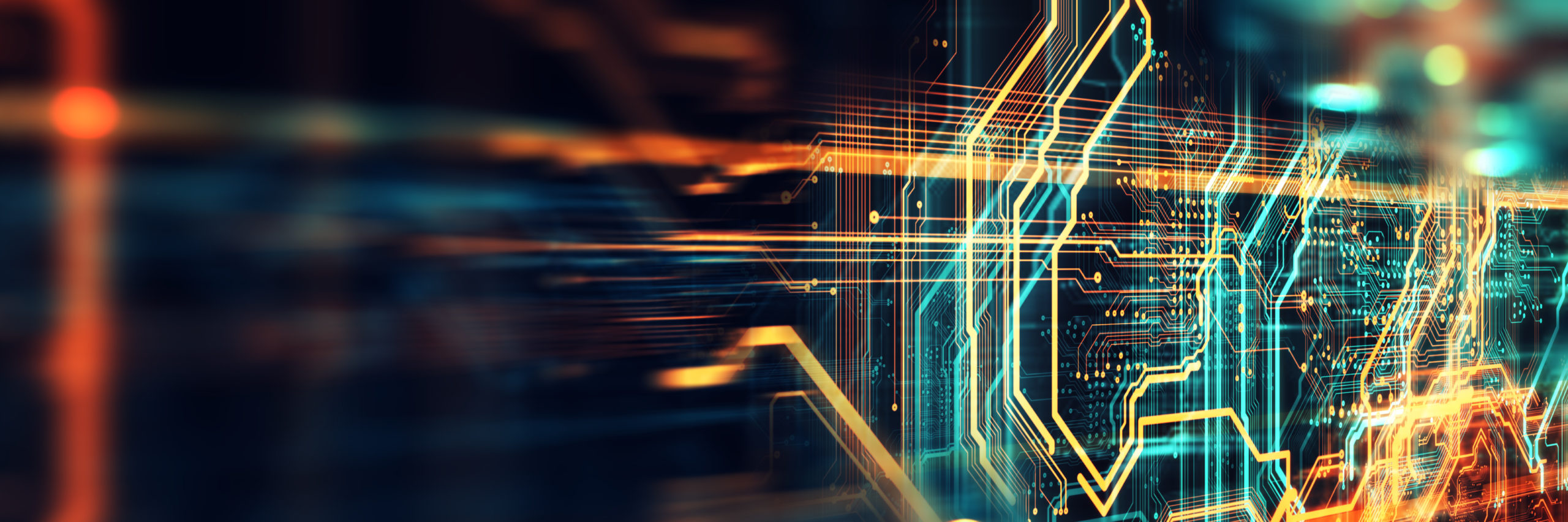 Circuit board background, can be used as digital dynamic wallpaper, technology background. 3D illustration/3D Render abstract background made of array of points and line. - Illustration