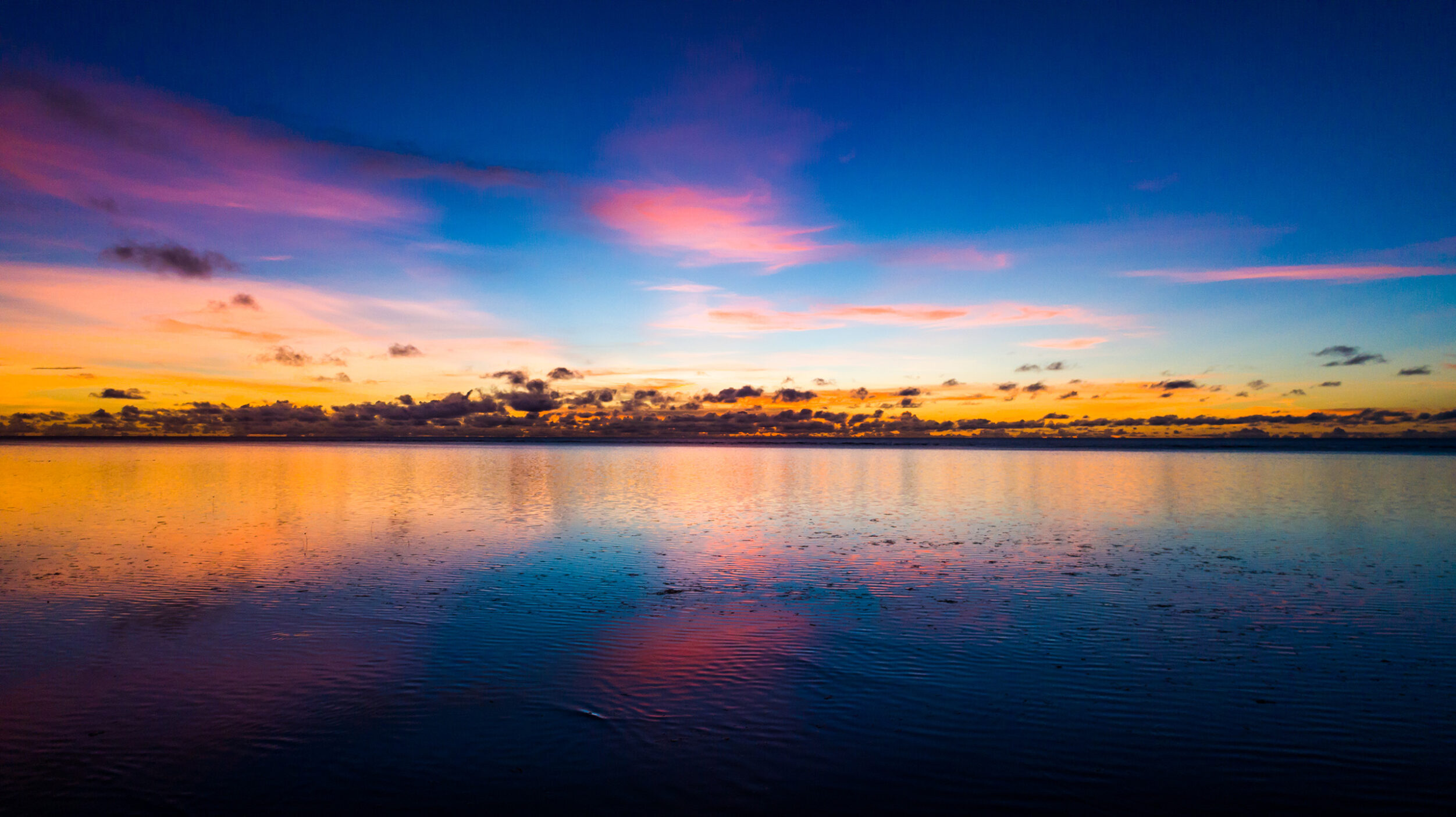 Sunset beach. Yap island, Federated States of Micronesia. shoot with drone