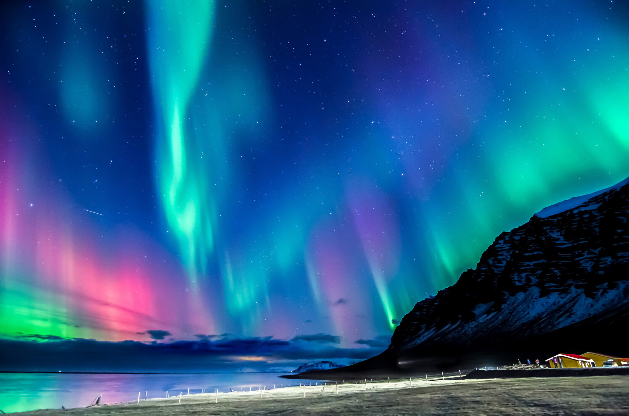 colorful northern light in iceland